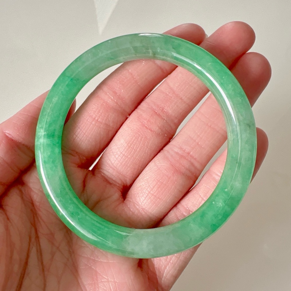 Size 55mm certified jade bangle, natural Burmese jadeite round bangle